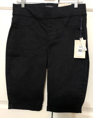 NWT NYDJ size 6 black pull on bermuda cuffed shorts women's - Image 1 of 4