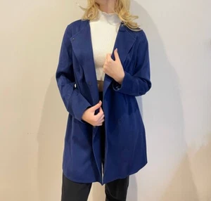 Akris Punto Double Breasten Navy Wool Trench Coat Jacket / Women's 44 - Picture 1 of 18