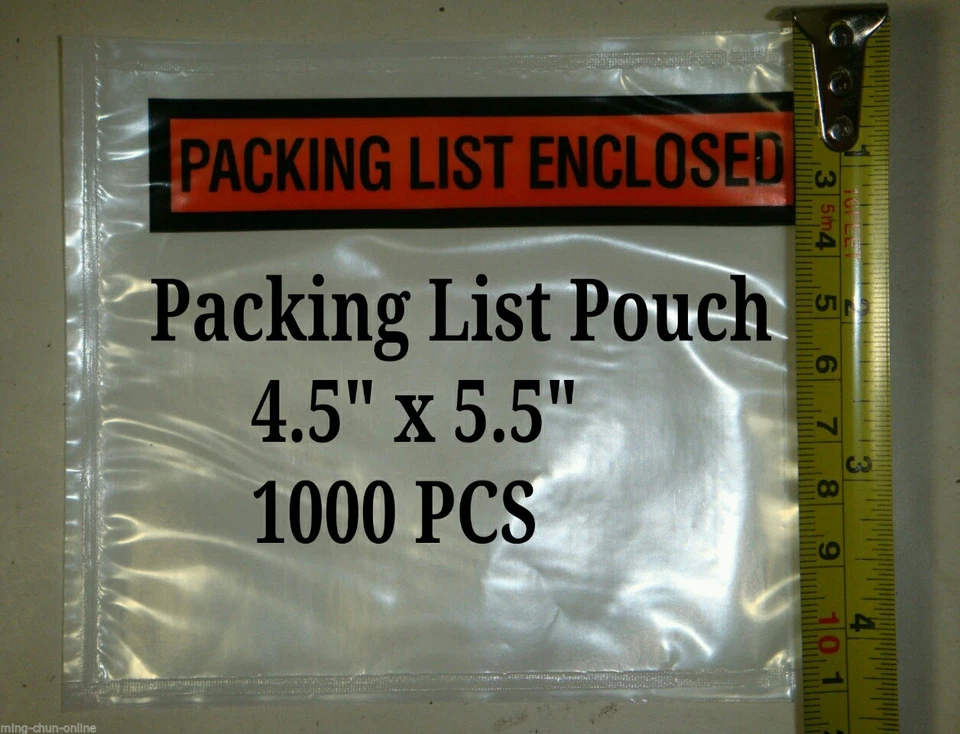 1000X 4.5" x 5.5" PACKING LIST ENCLOSED ENVELOPE POUCH SLIP INVOICE RECEIPT - Image 1 of 1