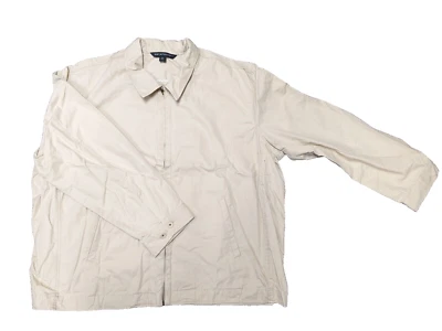 NWT NEW CASUAL DRESS FULL ZIP COTTON TWILL JACKET COAT CREAM BEIGE TAN 4X 4XL - Image 1 of 4