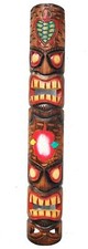 Tiki Maschera IN Totem Look Con Tartaruga Come Motivo da Parete 100cm Lounge