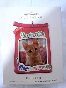 Hallmark Photo Holder Ornament Purrfect Cat 2012 Kitty Food Picture Frame NIB - Picture 1 of 3