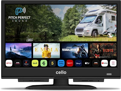 Cello 16 Inch Smart 12v TV WiFi 1080p Freeview Play MOTORHOME CARAVAN HGV TV - Image 1 of 4