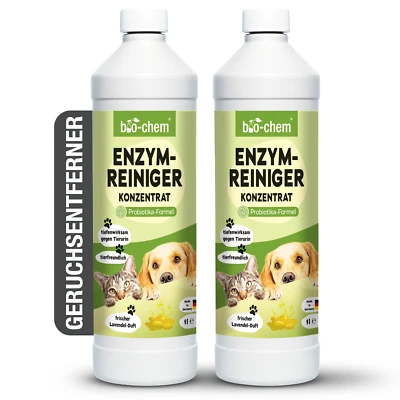 bio-chem Enzymreiniger 2x 1 L Geruchsentferner gegen Urin, Katzen & Hundeurin - Bild 1 von 4