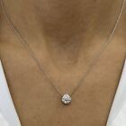Diamond Pendant Solitaire Necklace Round E VS1 1 Ct Lab Created 14K White Gold