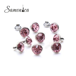 100 Sets Litht Rose Austria Crystals Rhinestone Rivets Studs Leathercraft DIY - Picture 1 of 4