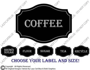 Kitchen Label Decal Sticker Coffee Sugar Tea Recycle Flour Jar Home Decor Bottle - Picture 1 of 12