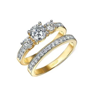 Damen Ring Zirkonia weiß 750er Gold 18K vergoldet Gr. wählbar gelbgold R1095DL1 - Bild 1 von 3