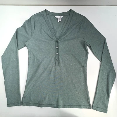 Athleta Women Green Uptempo Ribbed Long Sleeve Henley Top Size SP - Image 1 of 4