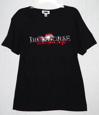 CAVIAR GIRL Iron Horse Motorcycle Lodge NC Women’s 2XL Black Bling Tee Shirt - Image 1 of 4
