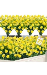 TURNMEON 20 Bundles Artificial Flowers for Outdoor Summer Decoration, Yellow - Picture 1 of 7