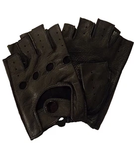 Ambesi Herren 1/2 Finger Hirschleder Fahrhandschuhe, schwarz S - Bild 1 von 3