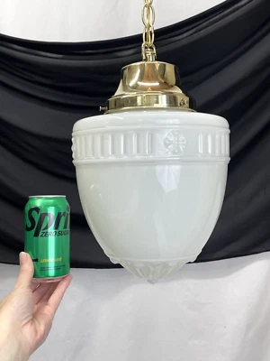 Candelabro antigo vintage art déco vidro pingente luz escola GRANDE - Imagem 1 de 4