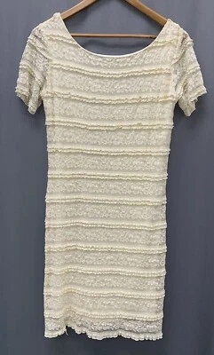 Vestido Vaina CATO Y2K Volantes Encaje Talla 8 Marfil Coqueta Nupcial Regreso a Casa Hada Foto 1 de 4