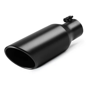 2.5" Inlet 4" Outlet Exhaust Tip 12" Long Angle Cut Rolled End Stainless Steel - Bild 1 von 9