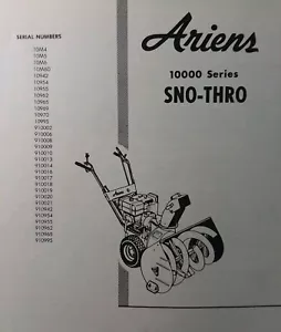 Soplador lanzador de nieve Ariens serie 10000 Sno-Thro manual de servicio paseo 1963-1972 - Imagen 1 de 1