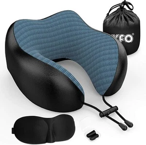 NUEVA ALMOHADA DE VIAJE YFO - 100% ESPUMA VISCOELÁSTICA PURA TRANSPIRABLE Y CÓMODA - Imagen 1 de 7