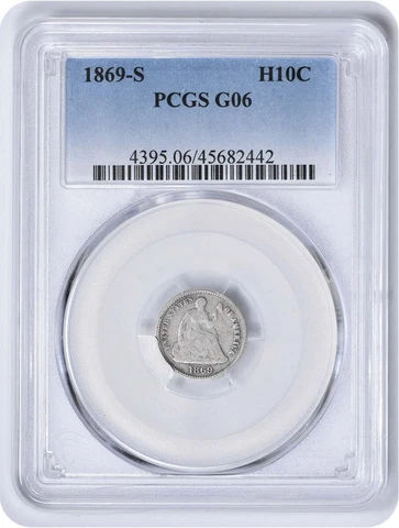 1869-S Liberty Seated Silver Half Dime G06 PCGS Cover