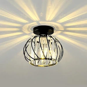 1-Light Modern Black Semi Flush Mount Ceiling Light Fixture for Foyer Closet Ent - Picture 1 of 8