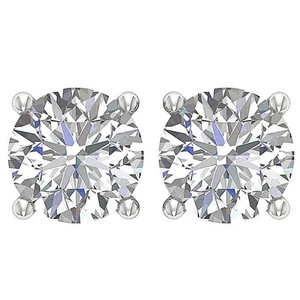 2.00Carat Genuine Diamond Solitaire Studs Earrings Four Prong Set 14K White Gold - Picture 1 of 7