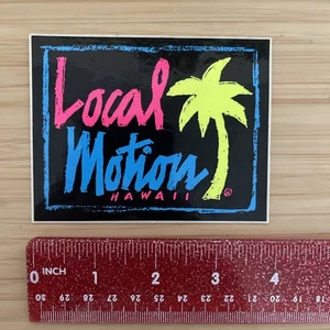 LOCAL MOTION Hawaii Surfboard Clear multiple Neon 80's Vintage Surfing STICKER - Picture 1 of 5
