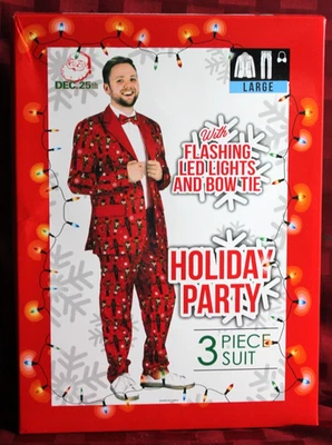 Nuevo Traje Grande de 3 Piezas para Fiesta de Navidad con Luces LED Intermitentes y Pajarita Foto 1 de 4