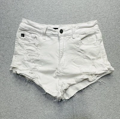 KanCan Shorts Womens 27 White Denim Stretch Distressed Outdoors Normcore Ladies - Image 1 of 4