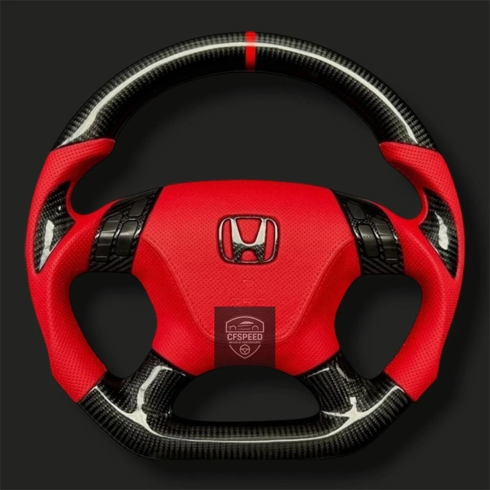 Honda Accord 2003-2007 7th Gen Real Carbon Fiber Custom Sport Steering Wheel - Image 1 of 3