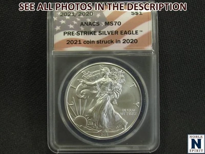 NobleSpirit (ME) 2021 Struck in 2020 Eagle Silver Dollar Pre-Strike ANACS MS70 - Image 1 of 4