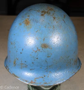 US WW2 USN Navy Blue Painted Numbered M1 Helmet Shell Front Seam Fixed Bale FSFB - Picture 1 of 22