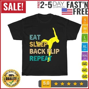 Eat Sleep Back Flip Repeat Vintage T Shirt Men Fashion 2023 Women T Shirt Short - Picture 1 of 9