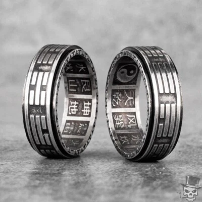 Sculpt Rings™ Mystic Yin Yang Spinner Ring - Intricately Detailed Stainless Stee - Image 1 of 4