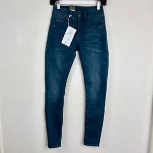 Pantalones de mezclilla G-Star Raw Lynn Mid ajustados para mujer W25 L30 azul oscuro lavado envejecido oscuro - Imagen 1 de 9
