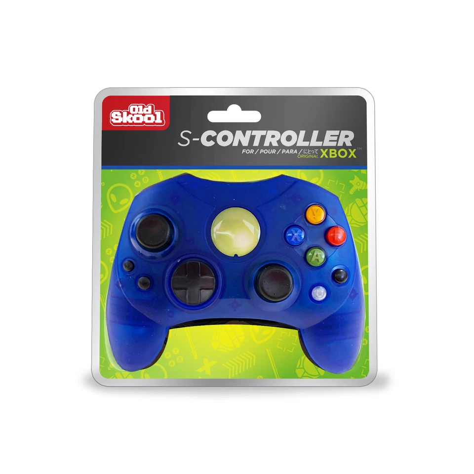Old Skool Blue Wired S-Type Controller for (Original XBOX) - Image 1 of 1