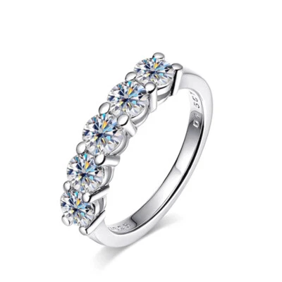 1.5ct D Color 4mm Moissanite Ring for Women Wedding Band 925 Sterling Silver GRA - Image 1 of 4