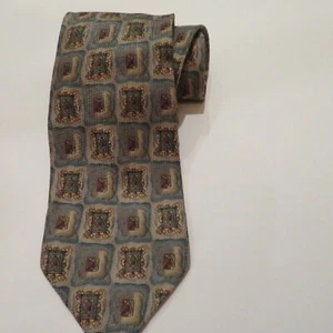 VALENTINO Cravatte Italy Sage Geometric Squares 100% SILK NECK TIE 56" X 3 5/8" - Picture 1 of 9