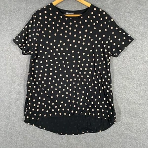 Zara Shirt Womens US XL Black Gold Top Blouse Polka Dot Office Career Z182 - Picture 1 of 9