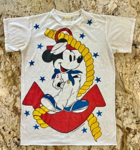 Vintage Giggles Disney Mickey Mouse All Over T Shirt Small Single Stitch Sailor - Picture 1 of 6