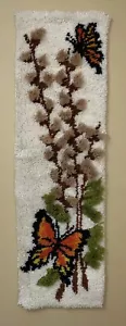 Vintage 70er Schmetterling Riegel Haken Schmetterling Wandbehang Wandteppich Monarch - Bild 1 von 8