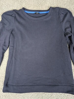 Talbots Top Sweatshirt Soft Blue Fleece Cap Sleeve Size Medium Petite - Image 1 of 4