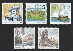 400 Años de ASENTAMIENTO FRANCÉS = 5 años conjunto de 5 sellos Canadá 2004-08 - Imagen 1 de 6