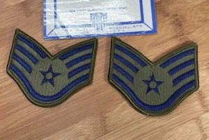 US Air Force Staff Sergeant Rank Chevron Pair Patches USAF VINTAGE - Picture 1 of 9