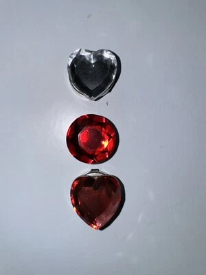 Vintage Lot 3 Button Covers Faux Gems Acrylic Various Pink Red Clear - Image 1 of 3
