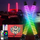 2x 2FT For Polaris Ranger Crew 570 900 1000 COB RGB LED Spiral Whip Light w/Flag