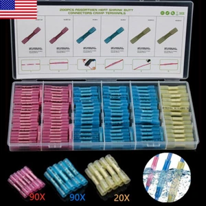 200/100x Heat Shrink Butt Wire Splice Connectors Seal Crimp Terminals Waterproof - Picture 1 of 19