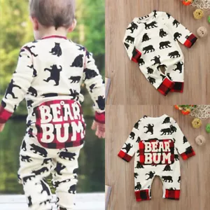 Newborn Baby Boy Girl Bear Romper Outfits Jumpsuit Playsuit Bodysuit Clothes Set - Picture 1 of 10