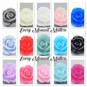 40 x HARZ FLACHRÜCKEN BLUME ROSE CABOCHONS 10mm Farbe wählbar - Bild 1 von 17