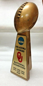 10" UNIVERSITY OF OKLAHOMA SOONERS NCAA NATIONAL CHAMPION FOOTBALL TROPHY - Picture 1 of 3