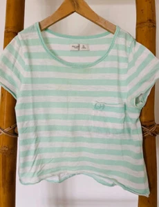 Girls Gilly Hicks green/white strip t shirt (size xs/age 11-14) - Picture 1 of 5