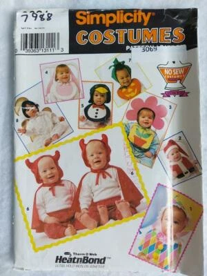 Simplicity 7988 Infant's Bib & Hat Costume Patterns 1992 - Image 1 of 2